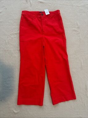 NWT J.Crew Factory Ella Wide-Leg Cropped Pant Red CG408 Sz 27